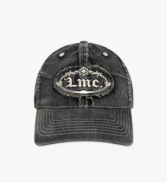 WASHED DENIM GOTHIC OVAL 6PANEL CAP