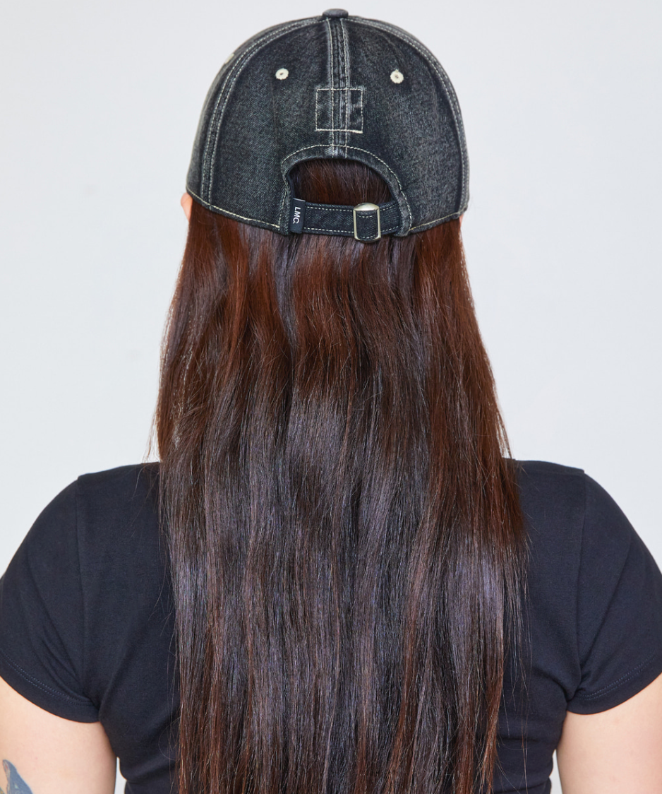 WASHED DENIM GOTHIC OVAL 6PANEL CAP
