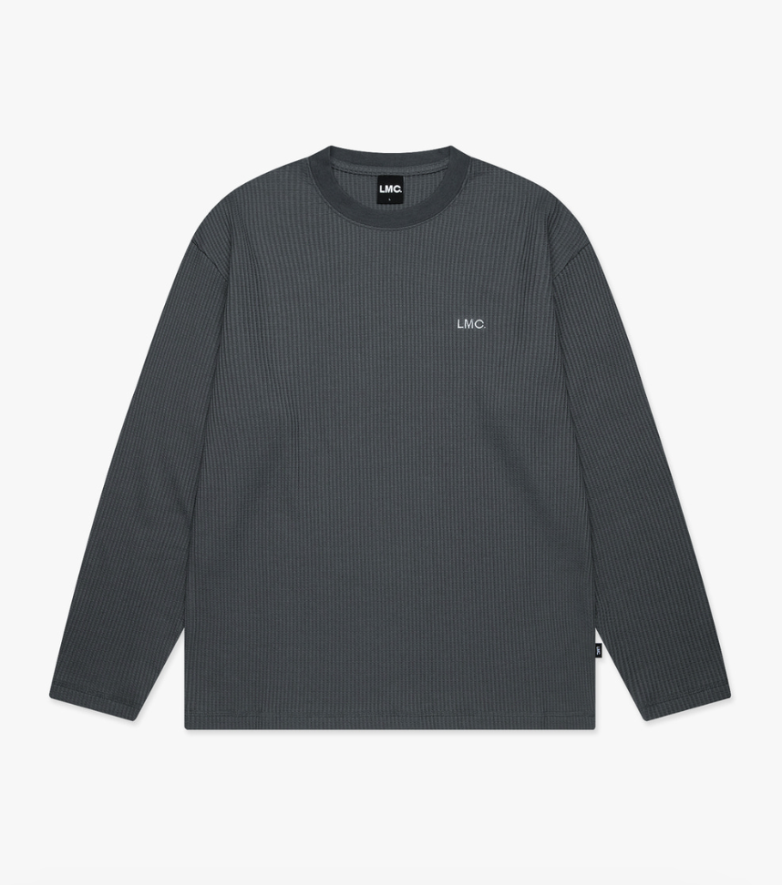 WAFFLE OG LONG SLV TEE CHARCOAL