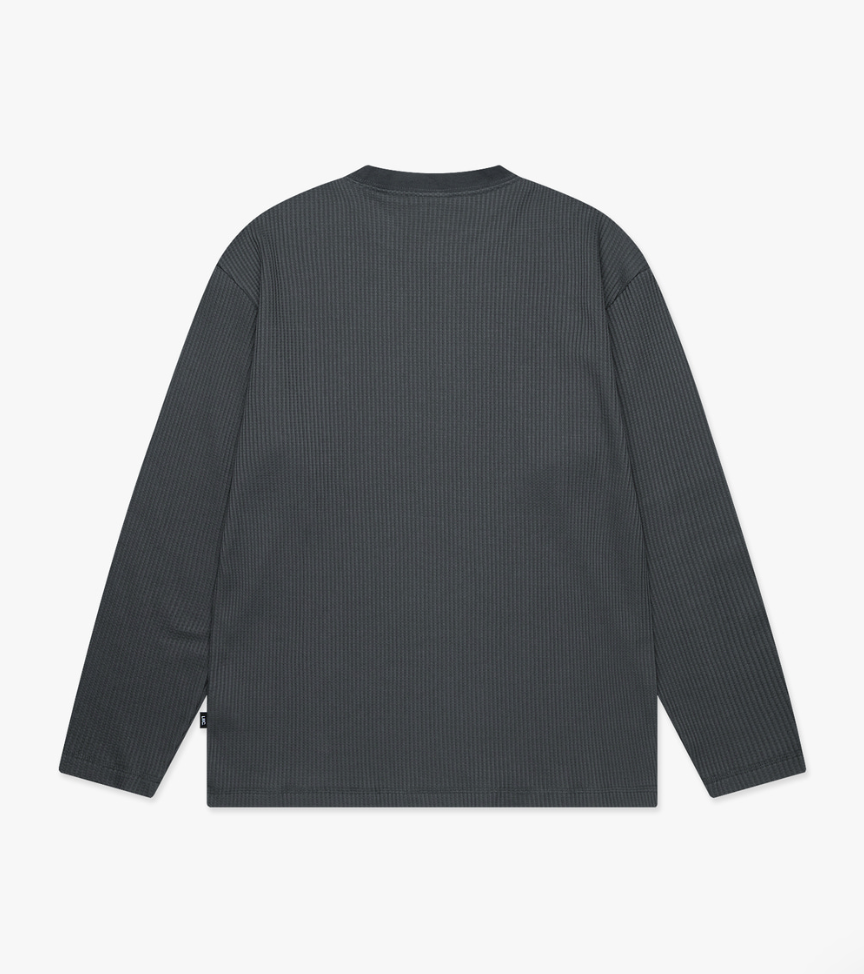 WAFFLE OG LONG SLV TEE CHARCOAL
