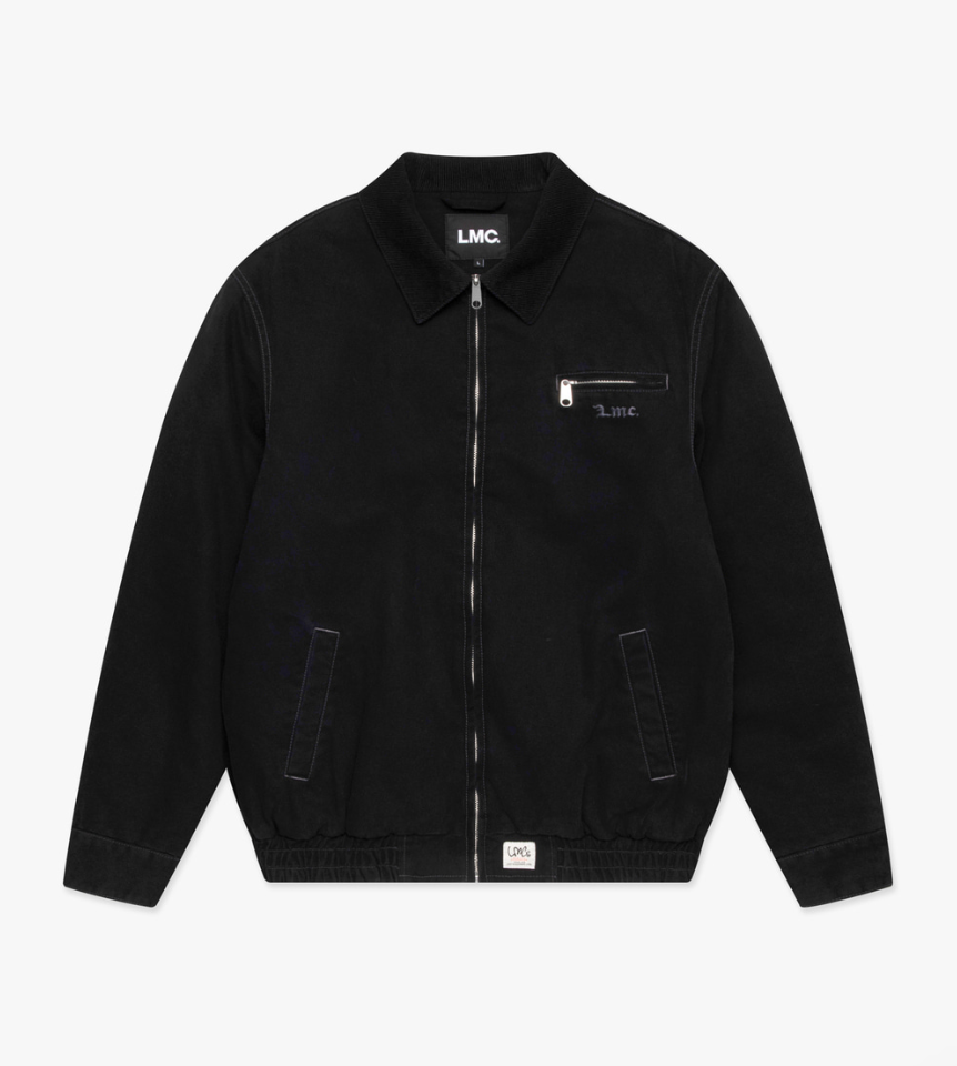 CONTRAST STITCH WORK JACKET BLACK