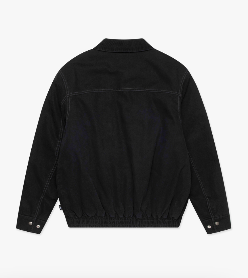 CONTRAST STITCH WORK JACKET BLACK
