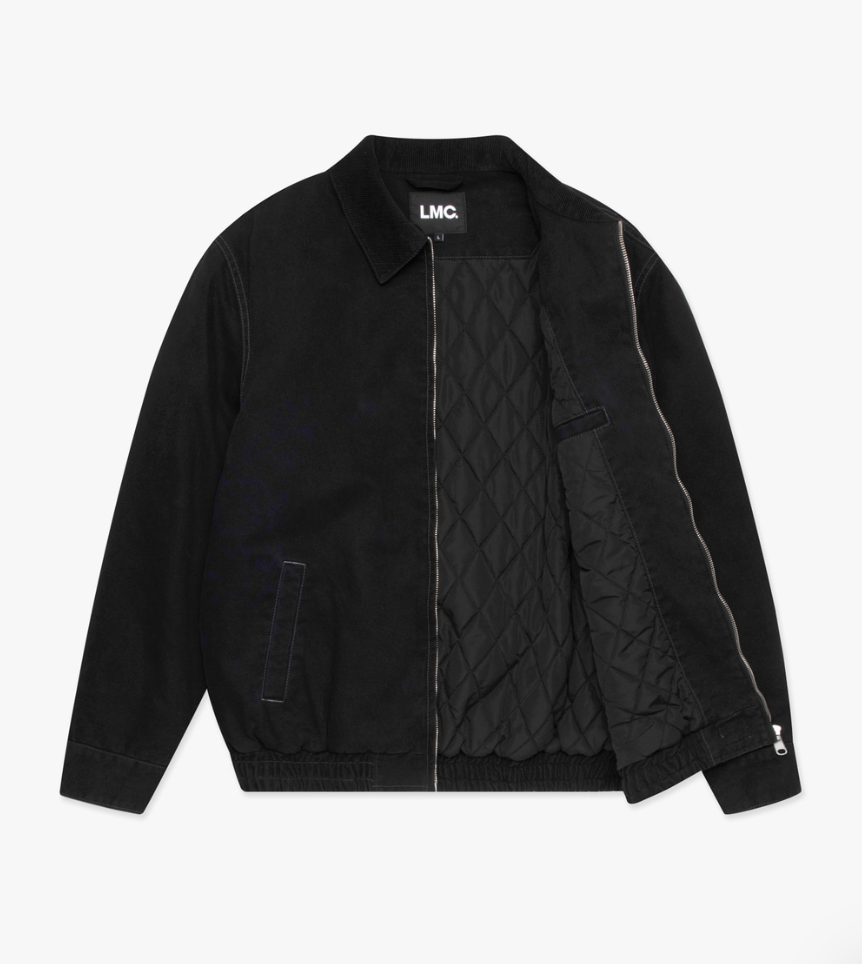 CONTRAST STITCH WORK JACKET BLACK