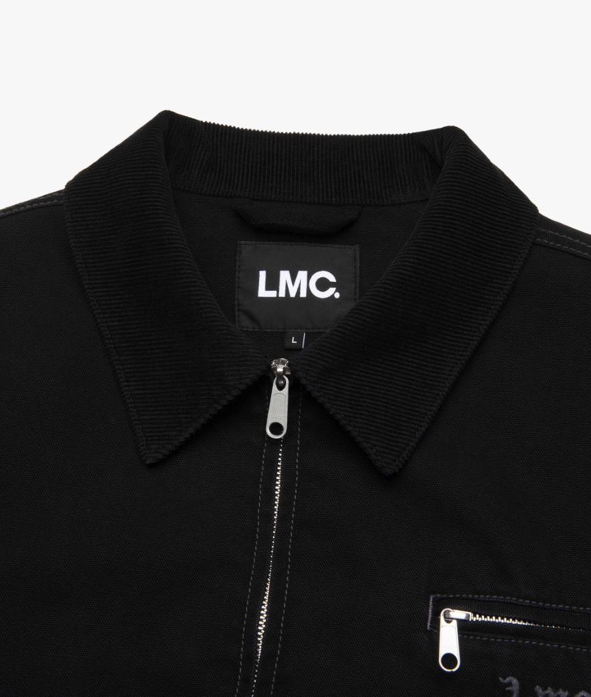 CONTRAST STITCH WORK JACKET BLACK