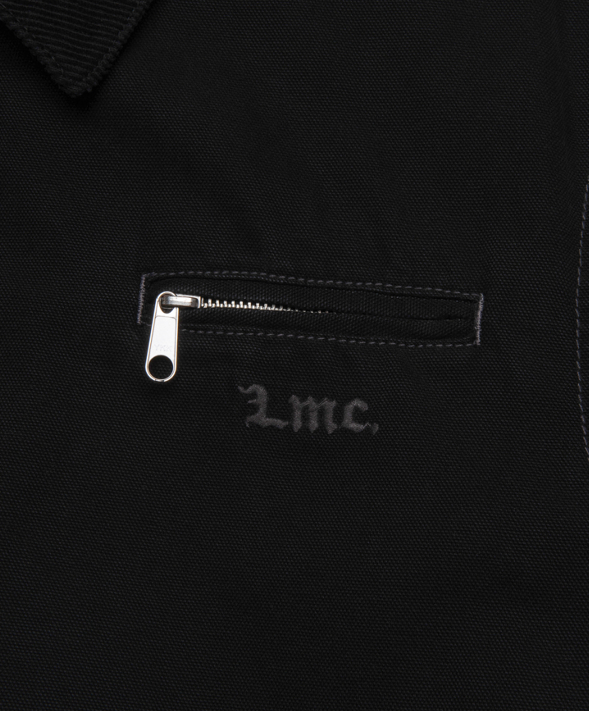 CONTRAST STITCH WORK JACKET BLACK