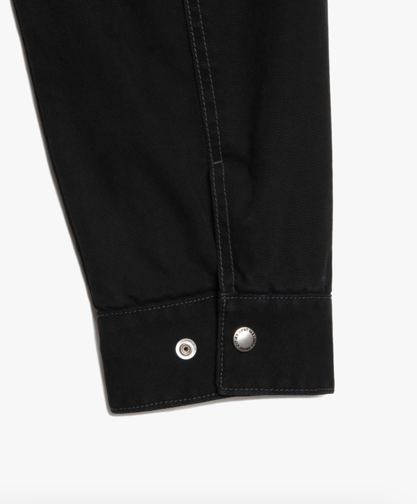 CONTRAST STITCH WORK JACKET BLACK