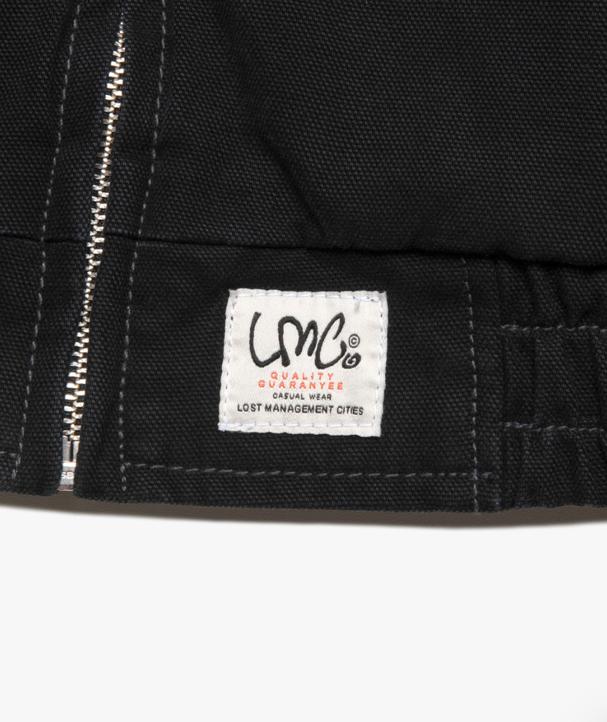 CONTRAST STITCH WORK JACKET BLACK