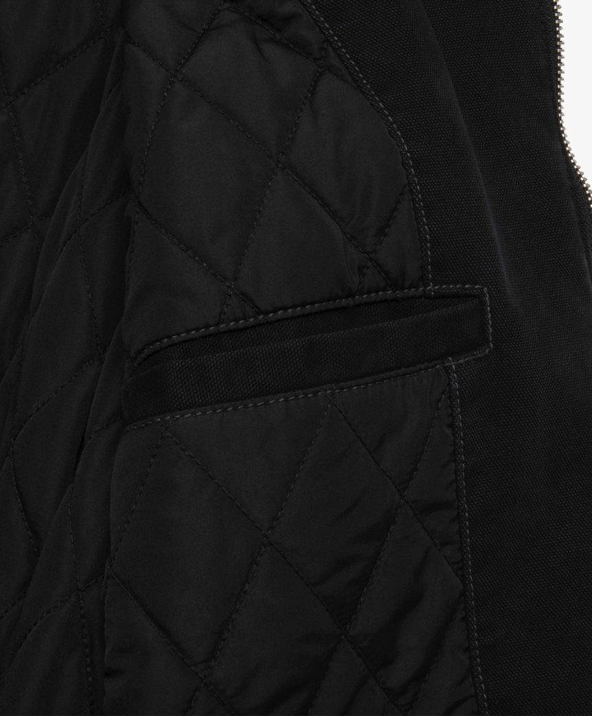 CONTRAST STITCH WORK JACKET BLACK