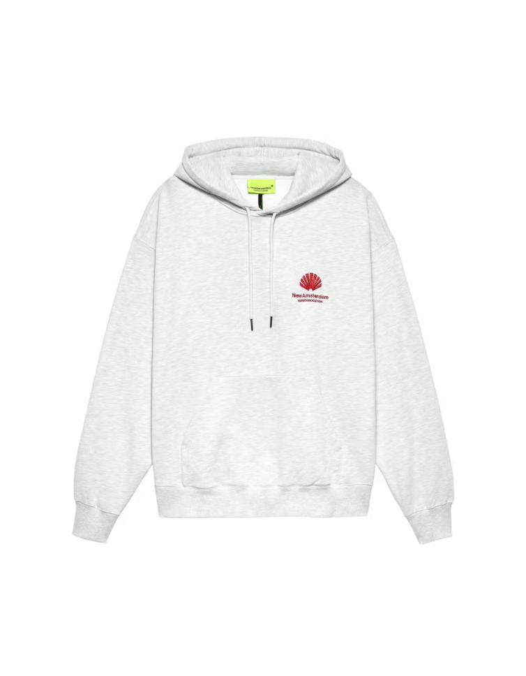 LOGO HOODIE ASH/POPPY RED