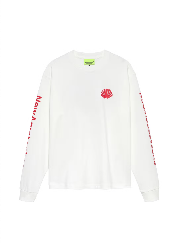 LOGO LONGSLEEVE WASHED WHITE/DEEP RED