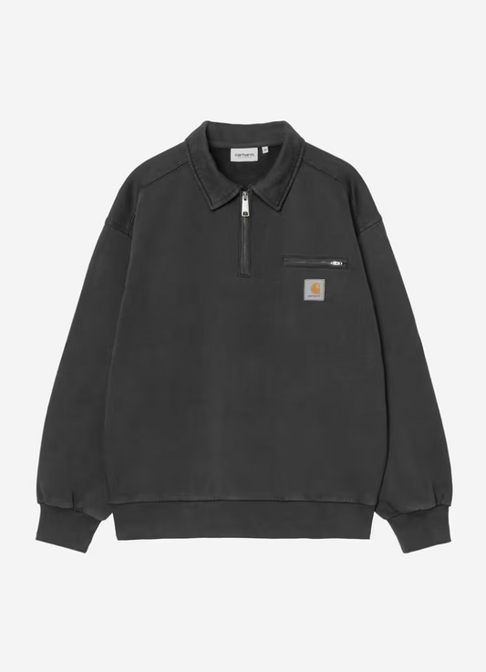 HALF ZIP DETROIT SWEATSHIRT BLACK STONE WASHED