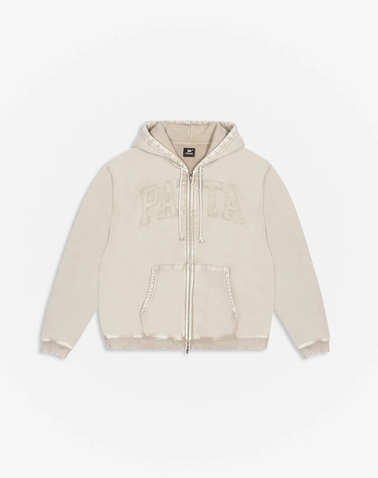 LOOPBACK LOGO ZIP HOODED SWEATER IRISH CREAM