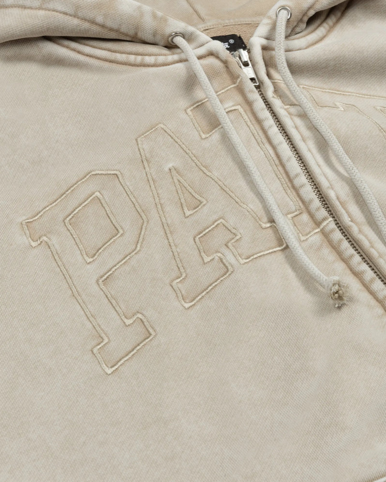 LOOPBACK LOGO ZIP HOODED SWEATER IRISH CREAM