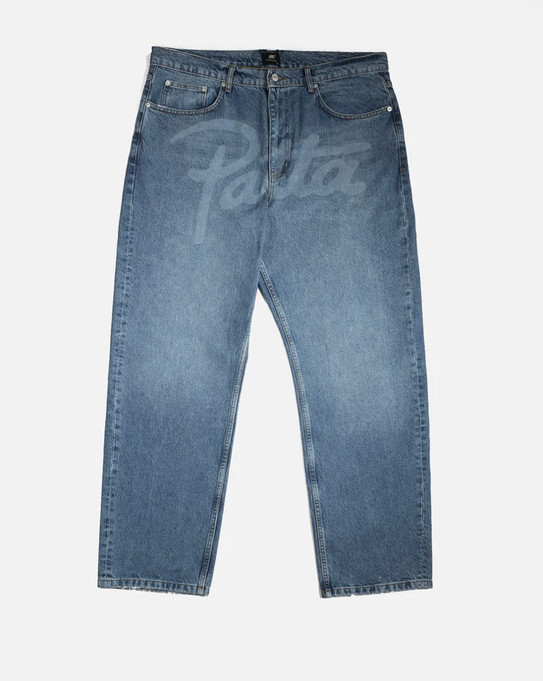 LASERPRINT WHISKERS DENIM PANT LIGHT BLUE