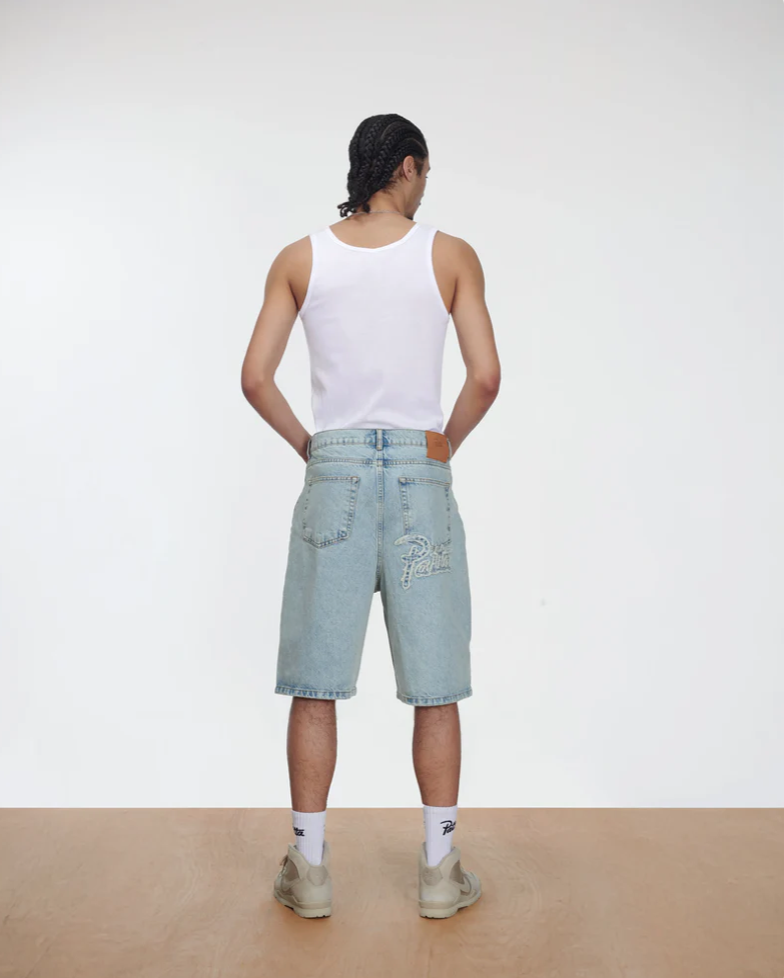 WHISKERS DENIM SHORTS LIGHT BLUE