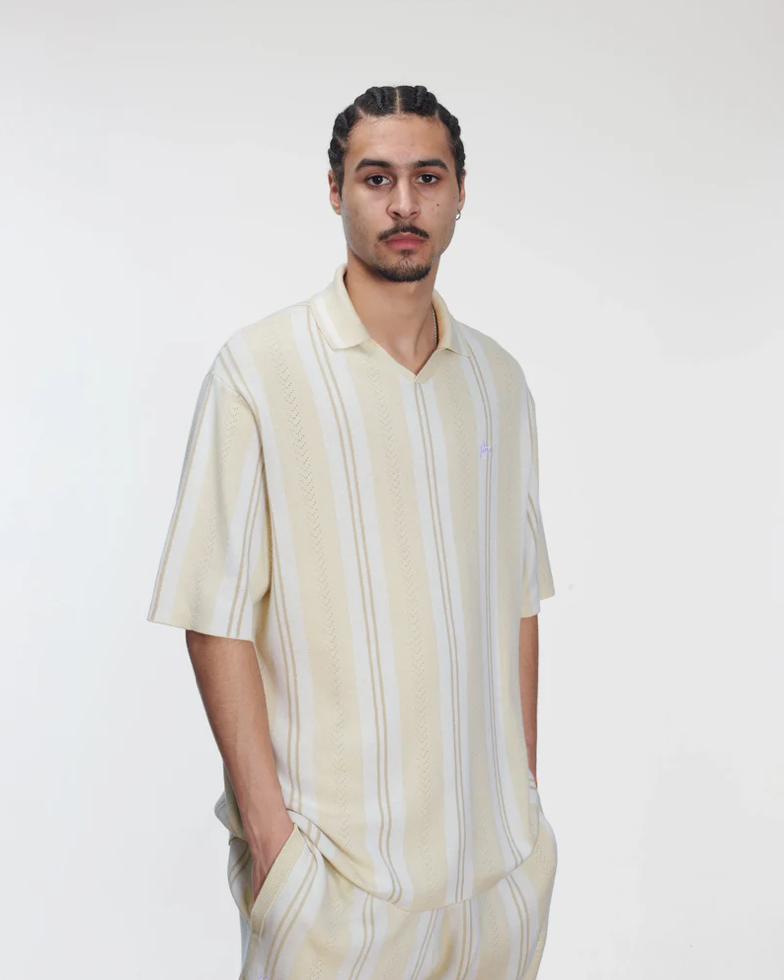 KNITTED FOOTBALL SHIRT OATMEAL