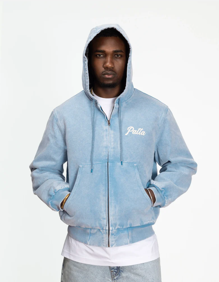 PEACE CANVAS HOODED JACKET LIGHT BLUE
