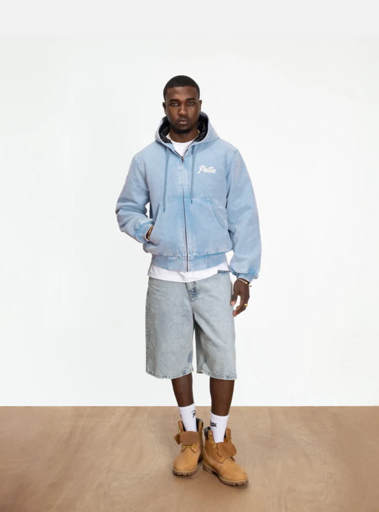 PEACE CANVAS HOODED JACKET LIGHT BLUE