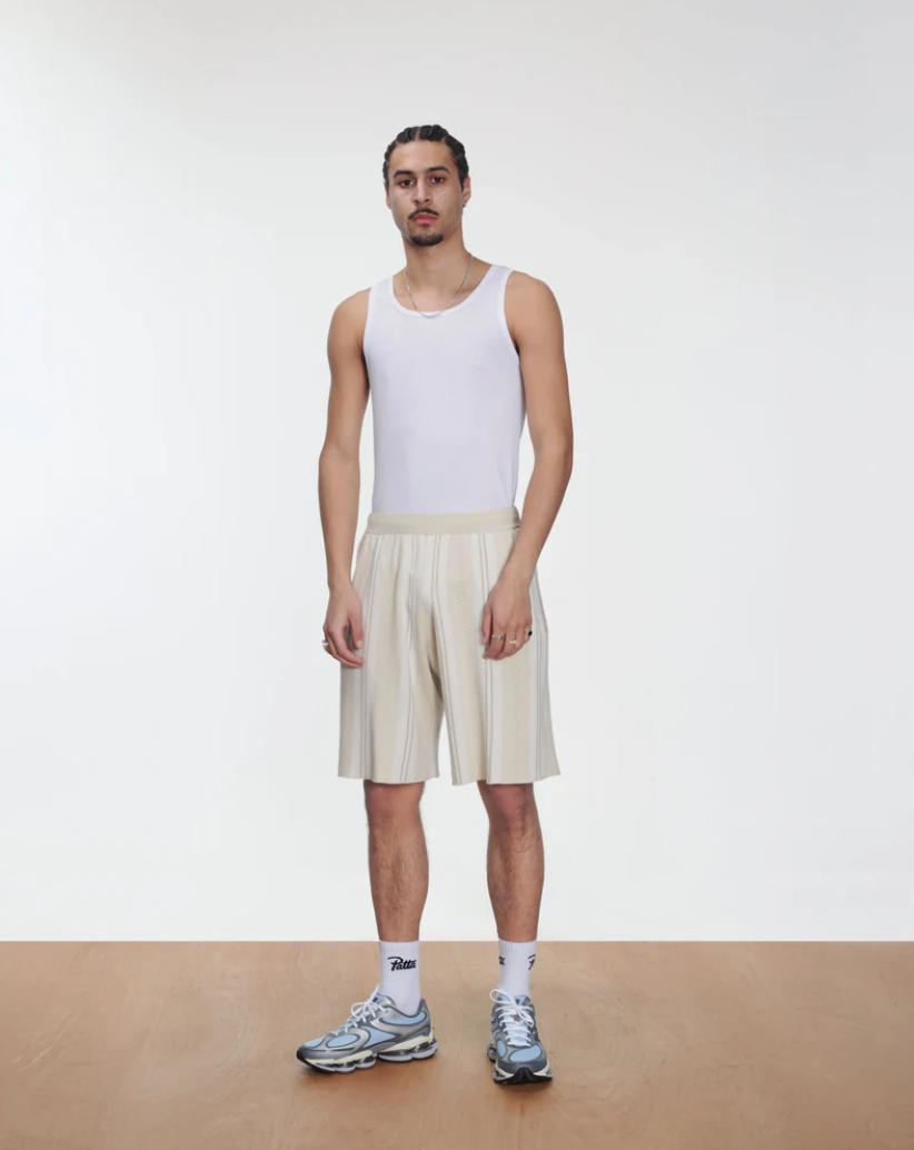 KNITTED FOOTBALL SHORT OATMEAL