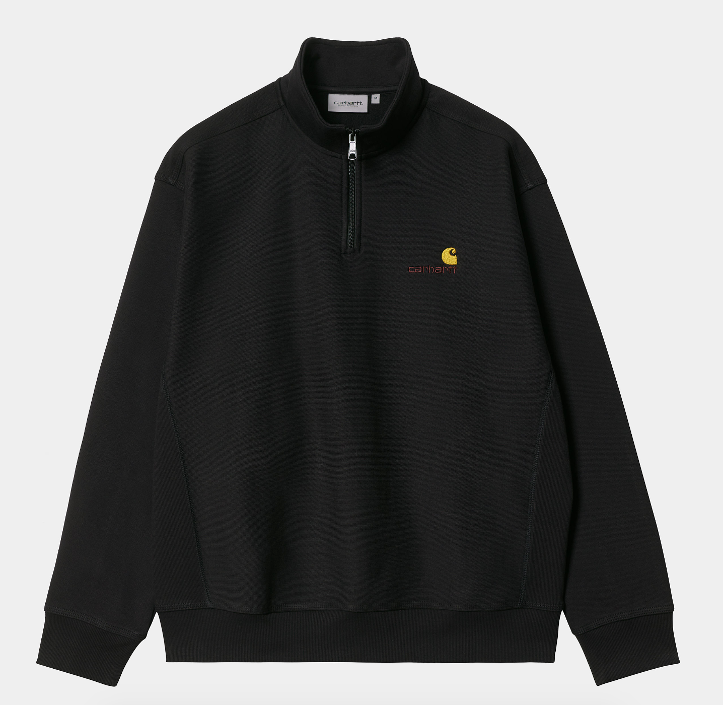 HALF ZIP UP AMERICAN SCRIPT SWEAT BLACK